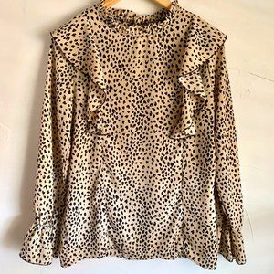 Shein Animal Print Ruffle Blouse Medium